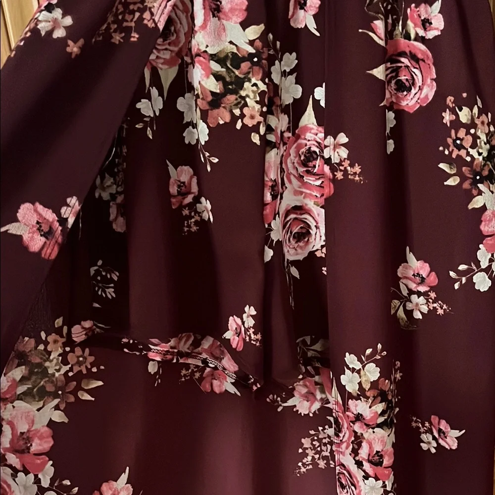 Floral Maxi Romper in Burgundy - Picture 4 of 10